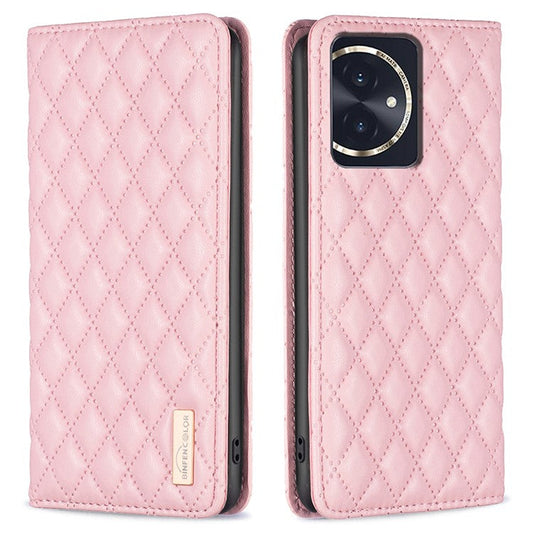BINFEN COLOR BF Style-16 For Honor 100 5G Cell Phone Case Card Holder Leather Protection Cover - Pink