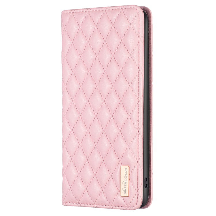 BINFEN COLOR BF Style-16 For Honor 100 5G Cell Phone Case Card Holder Leather Protection Cover - Pink