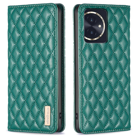 BINFEN COLOR BF Style-16 For Honor 100 5G Cell Phone Case Card Holder Leather Protection Cover - Green