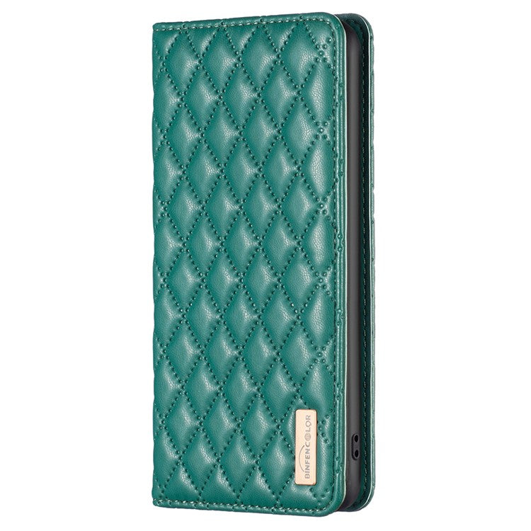 BINFEN COLOR BF Style-16 For Honor 100 5G Cell Phone Case Card Holder Leather Protection Cover - Green