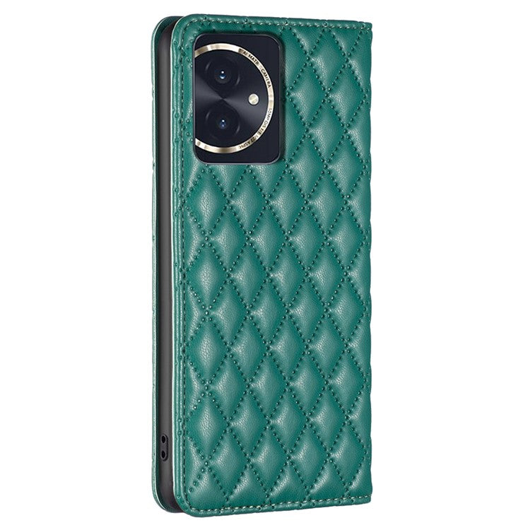 BINFEN COLOR BF Style-16 For Honor 100 5G Cell Phone Case Card Holder Leather Protection Cover - Green