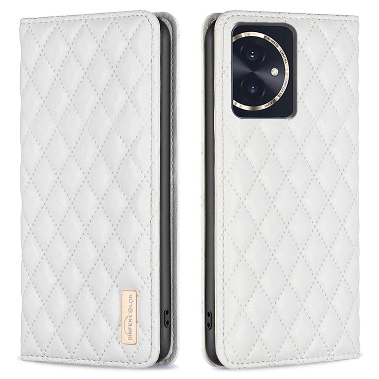 BINFEN COLOR BF Style-16 For Honor 100 5G Cell Phone Case Card Holder Leather Protection Cover - White