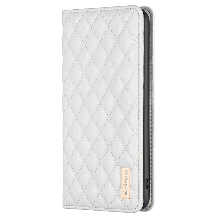 BINFEN COLOR BF Style-16 For Honor 100 5G Cell Phone Case Card Holder Leather Protection Cover - White