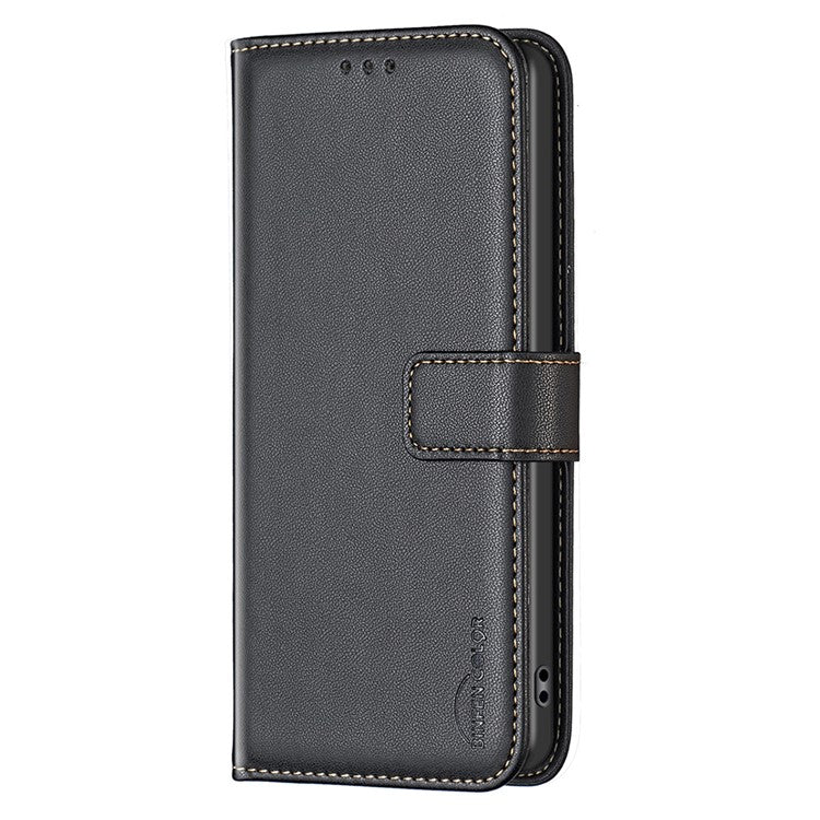 BINFEN COLOR BF17 For Honor 100 5G Cell Phone Case PU Leather Wallet Anti-drop Cover - Black