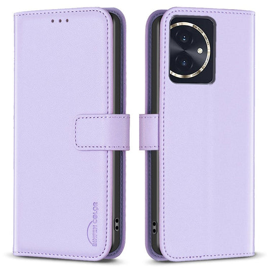 BINFEN COLOR BF17 For Honor 100 5G Cell Phone Case PU Leather Wallet Anti-drop Cover - Purple