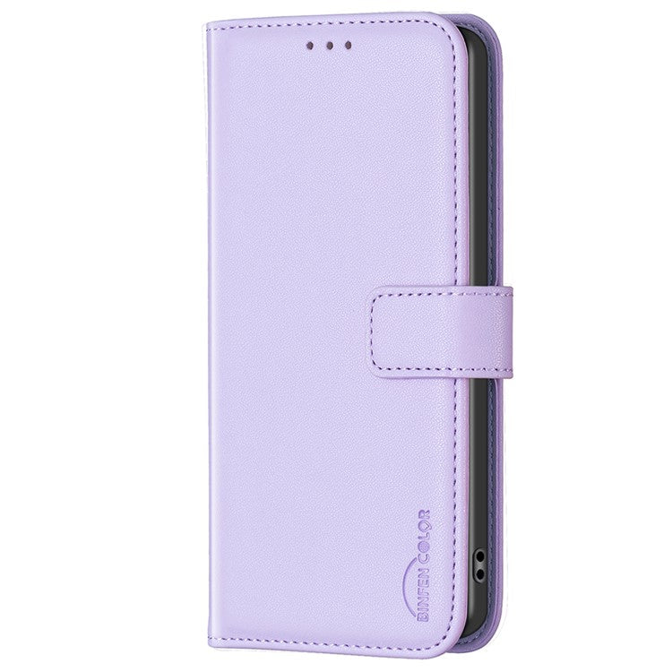 BINFEN COLOR BF17 For Honor 100 5G Cell Phone Case PU Leather Wallet Anti-drop Cover - Purple
