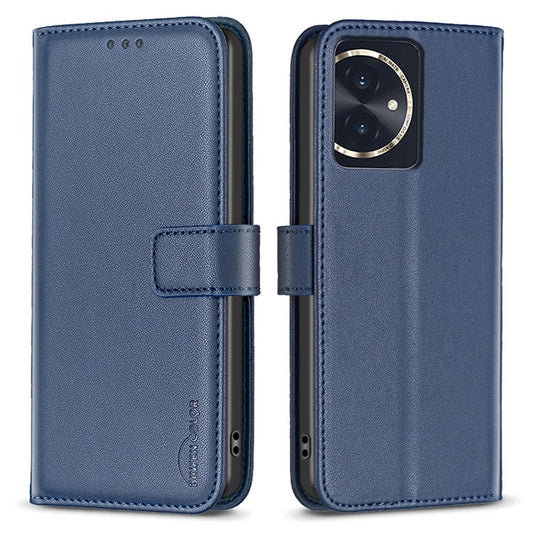 BINFEN COLOR BF17 For Honor 100 5G Cell Phone Case PU Leather Wallet Anti-drop Cover - Blue