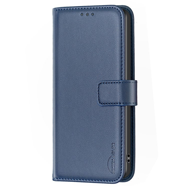 BINFEN COLOR BF17 For Honor 100 5G Cell Phone Case PU Leather Wallet Anti-drop Cover - Blue