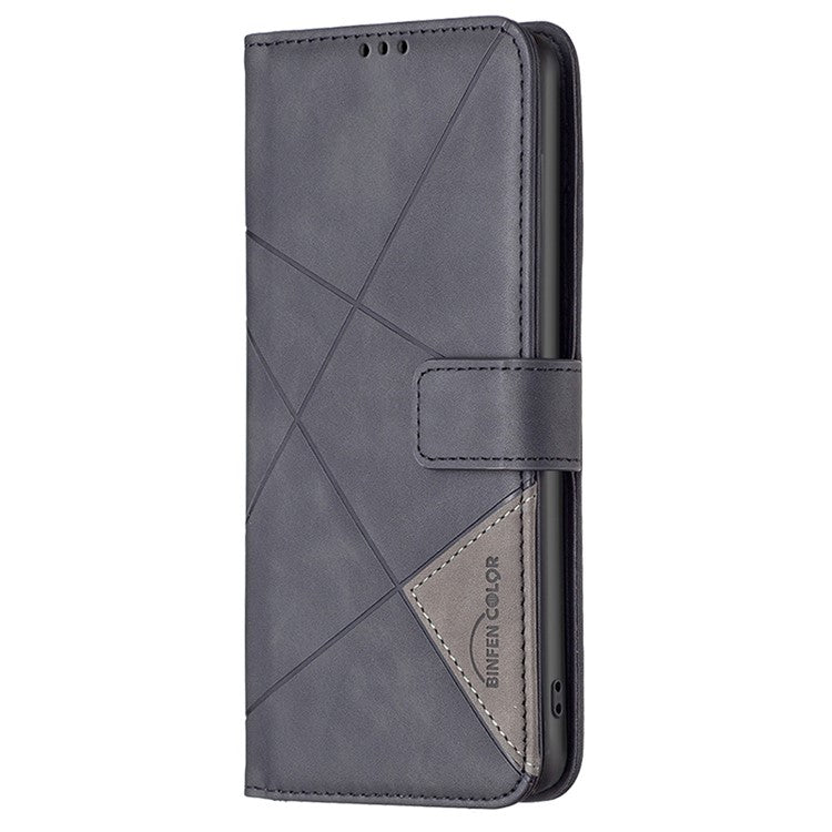 BINFEN COLOR BF05 For Honor 100 5G Cell Phone Case Imprinted Leather Wallet Protective Cover - Black