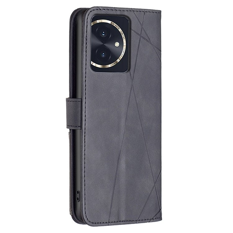 BINFEN COLOR BF05 For Honor 100 5G Cell Phone Case Imprinted Leather Wallet Protective Cover - Black