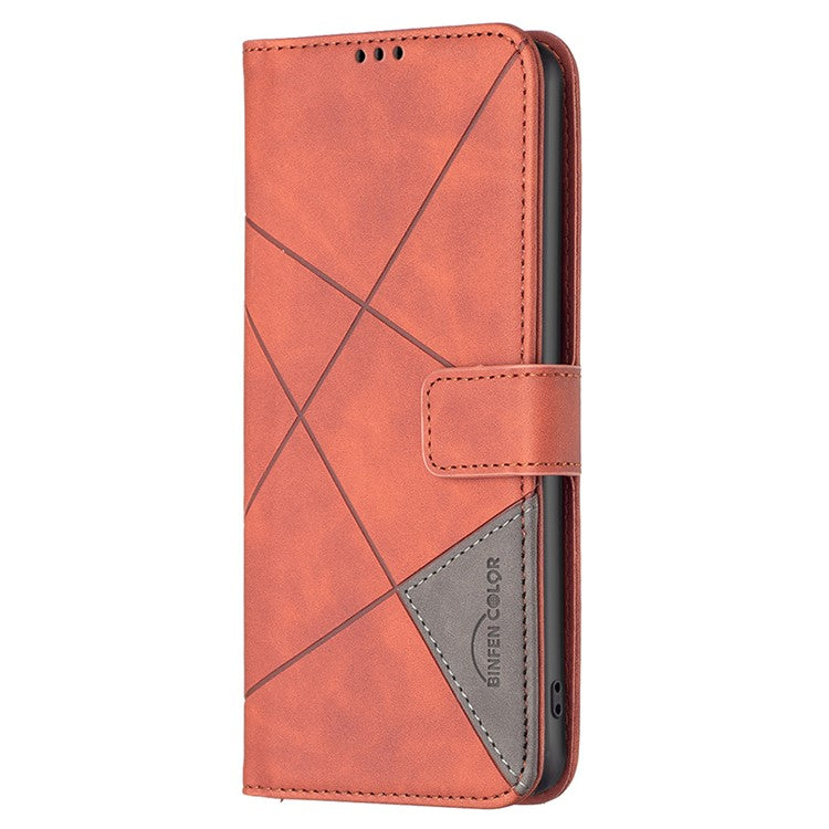 BINFEN COLOR BF05 For Honor 100 5G Cell Phone Case Imprinted Leather Wallet Protective Cover - Brown