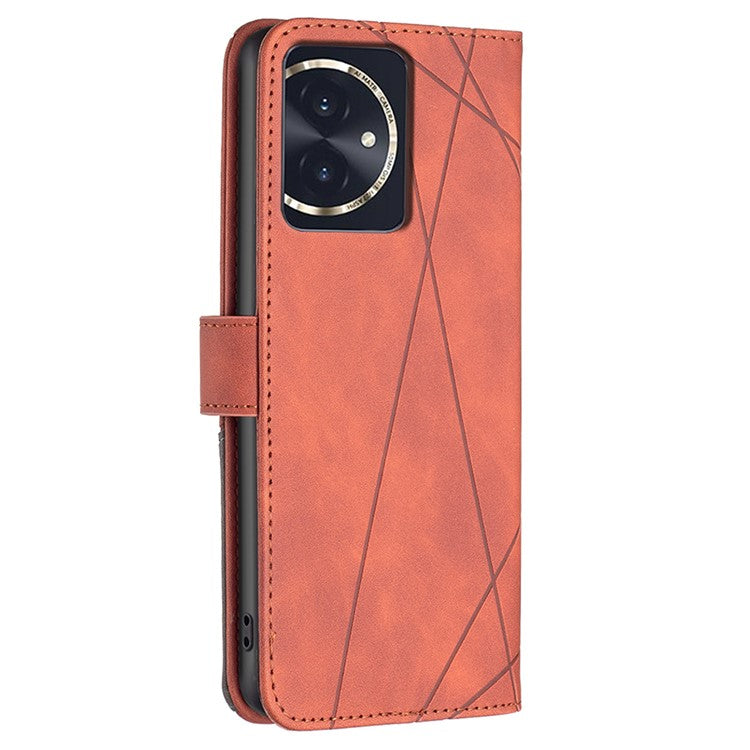 BINFEN COLOR BF05 For Honor 100 5G Cell Phone Case Imprinted Leather Wallet Protective Cover - Brown