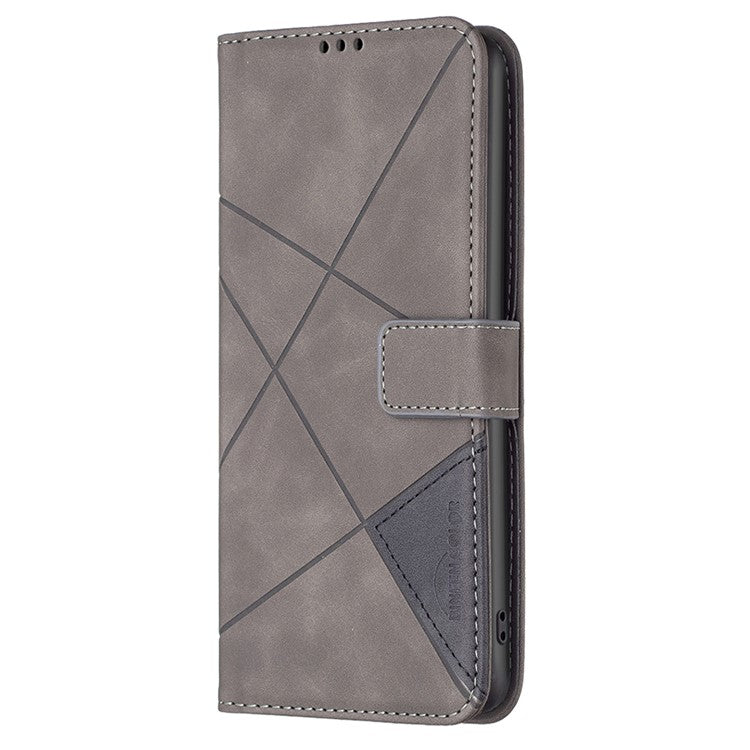 BINFEN COLOR BF05 For Honor 100 5G Cell Phone Case Imprinted Leather Wallet Protective Cover - Grey