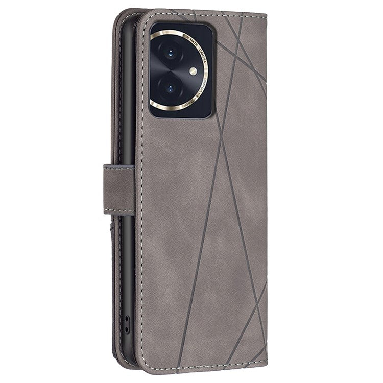 BINFEN COLOR BF05 For Honor 100 5G Cell Phone Case Imprinted Leather Wallet Protective Cover - Grey
