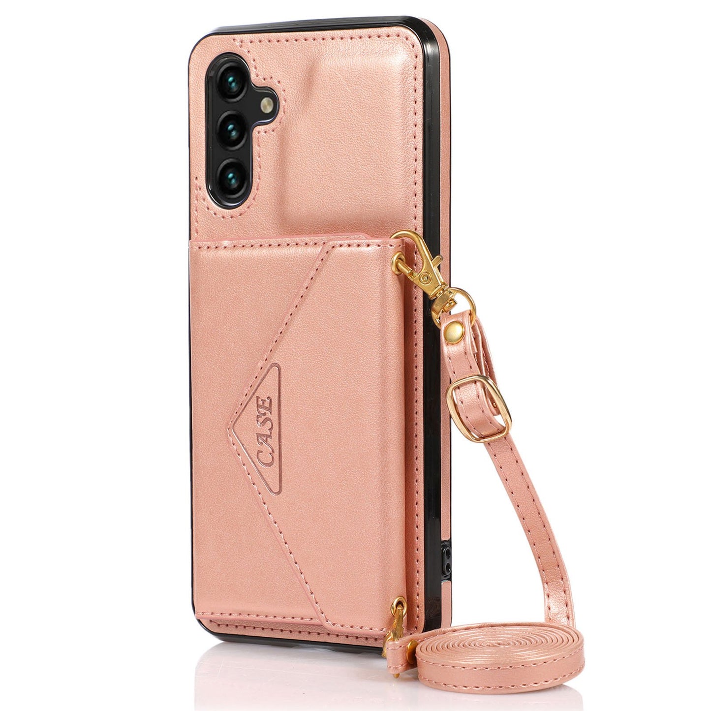 For Samsung Galaxy S24 Case PU Leather Coated TPU Phone Guard Cover with Card Slot - Rose Gold