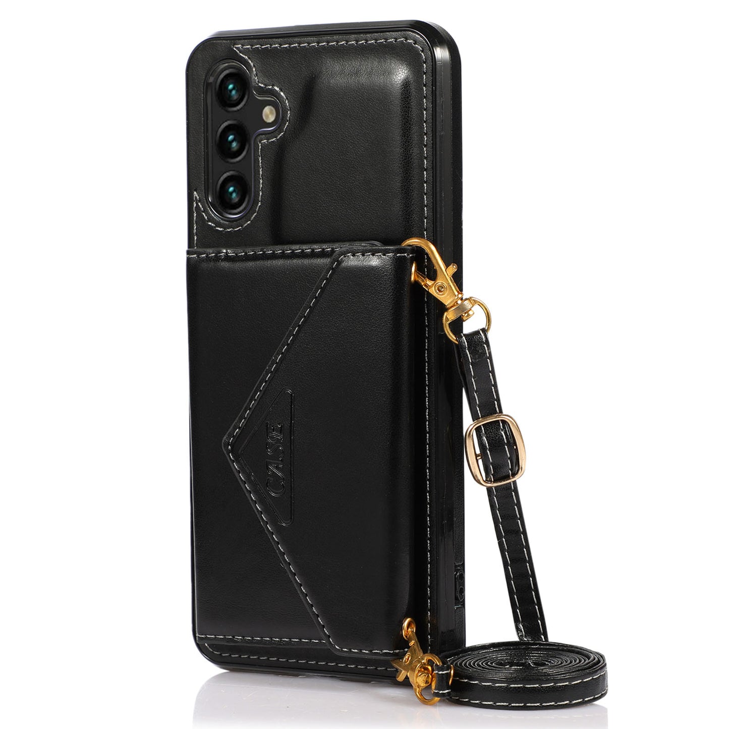 For Samsung Galaxy S24 Case PU Leather Coated TPU Phone Guard Cover with Card Slot - Black