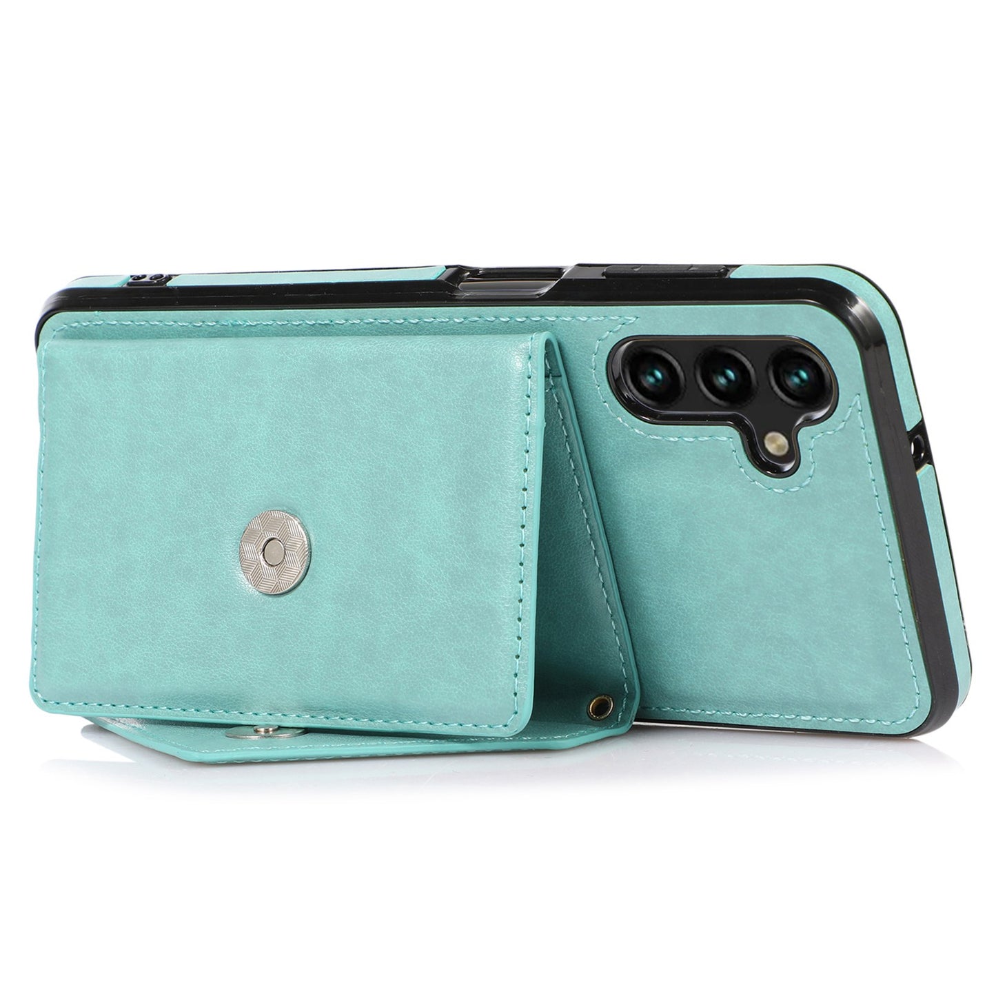 For Samsung Galaxy S24 Case PU Leather Coated TPU Phone Guard Cover with Card Slot - Green