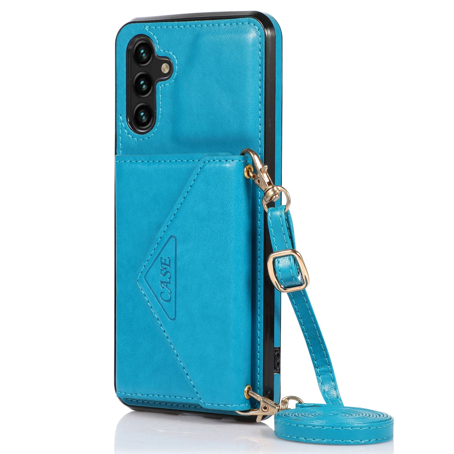 For Samsung Galaxy S24 Case PU Leather Coated TPU Phone Guard Cover with Card Slot - Blue