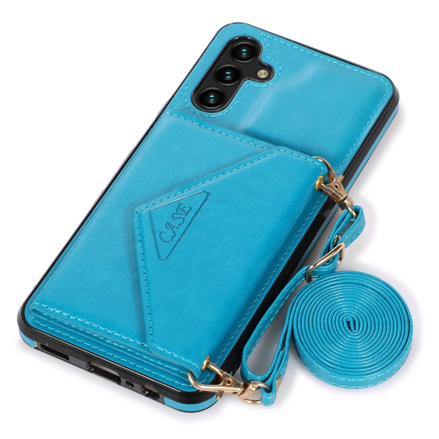 For Samsung Galaxy S24 Case PU Leather Coated TPU Phone Guard Cover with Card Slot - Blue