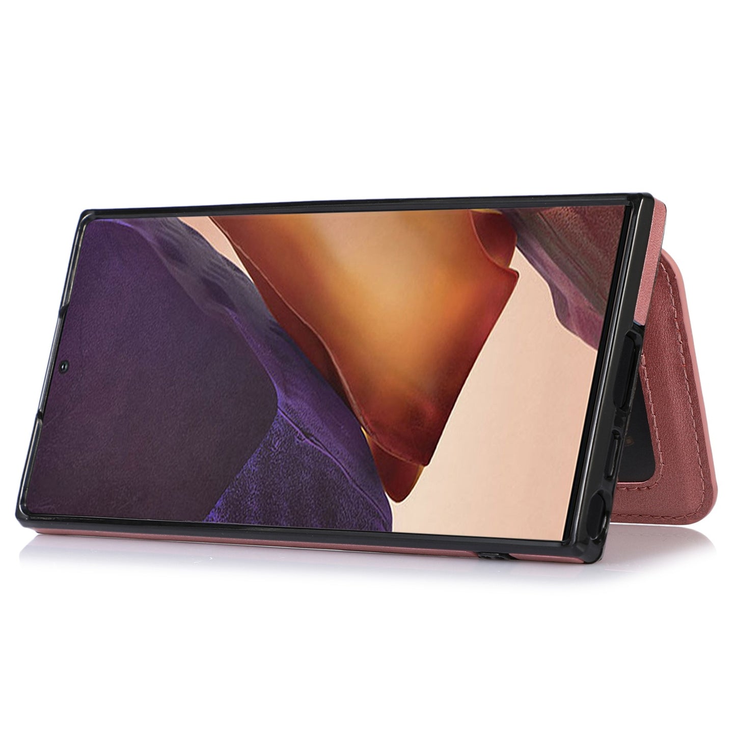 For Samsung Galaxy S24 Ultra Case Card Holder Kickstand PU Leather+TPU Phone Cover - Rose Gold