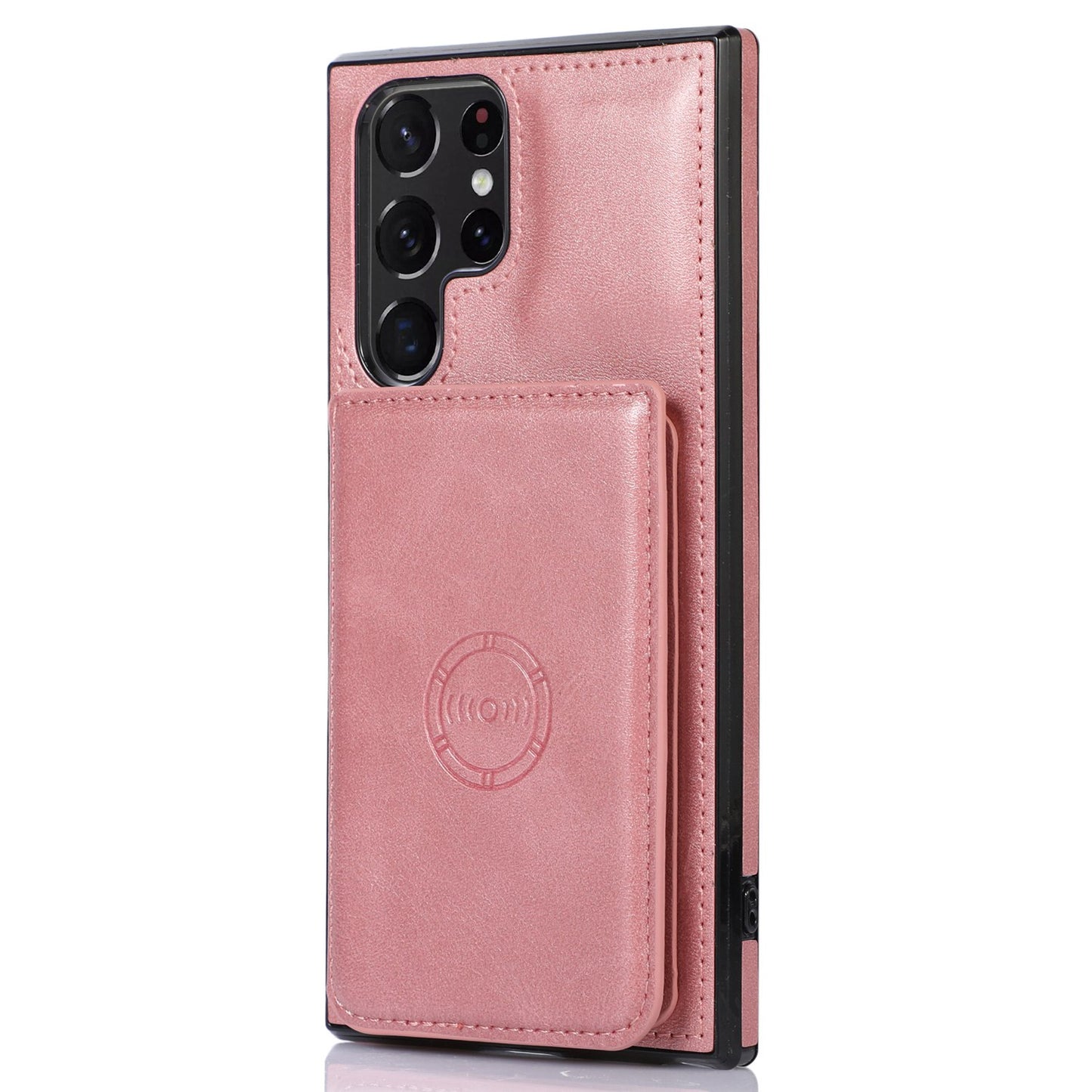 For Samsung Galaxy S24 Ultra Case Card Holder Kickstand PU Leather+TPU Phone Cover - Rose Gold