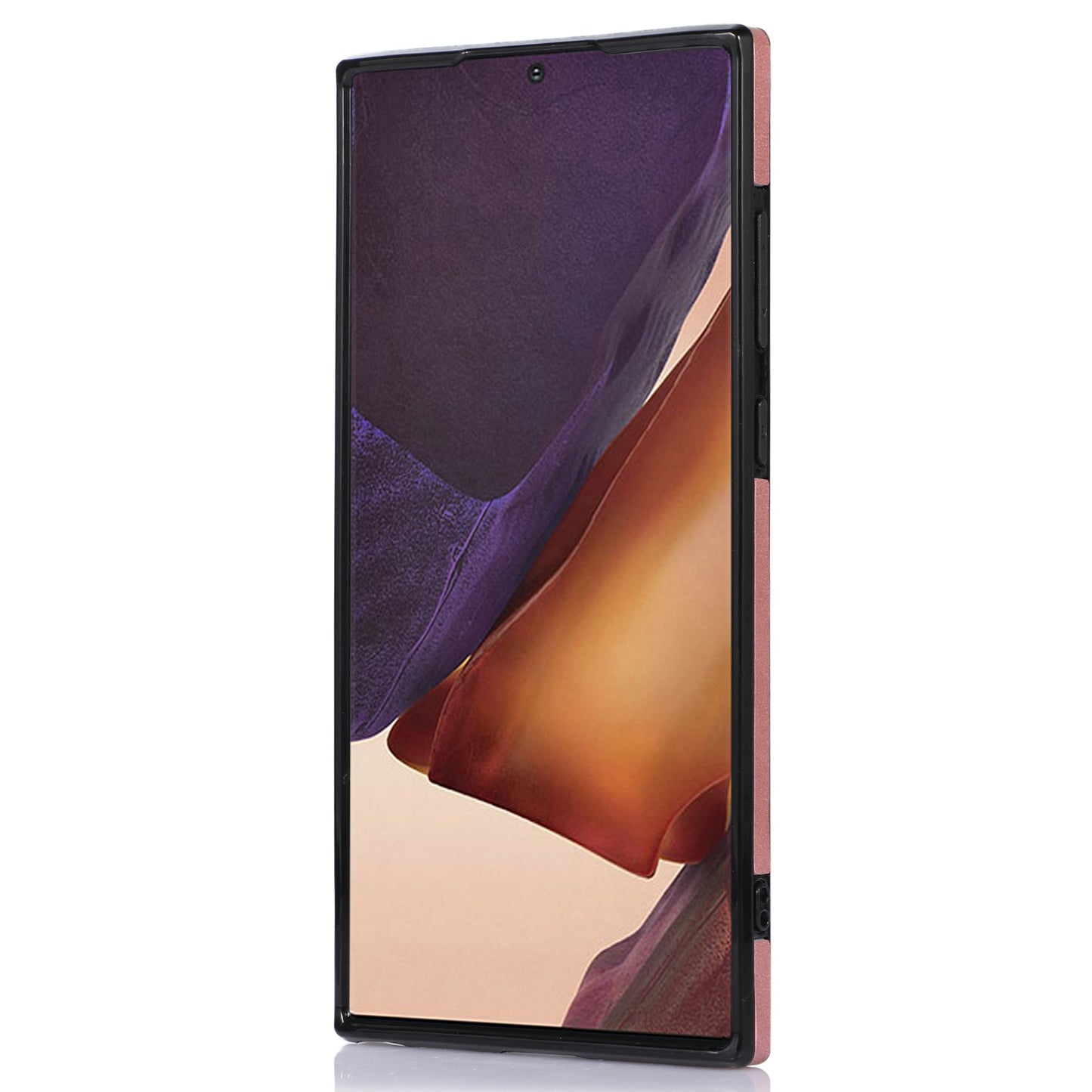 For Samsung Galaxy S24 Ultra Case Card Holder Kickstand PU Leather+TPU Phone Cover - Rose Gold