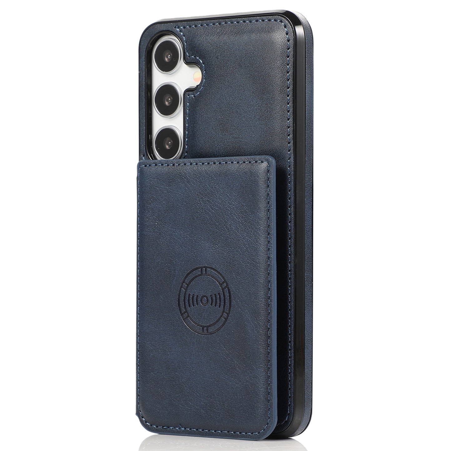 For Samsung Galaxy S24+ Cell Phone Case with Card Holder Kickstand PU Leather+TPU Cover - Blue