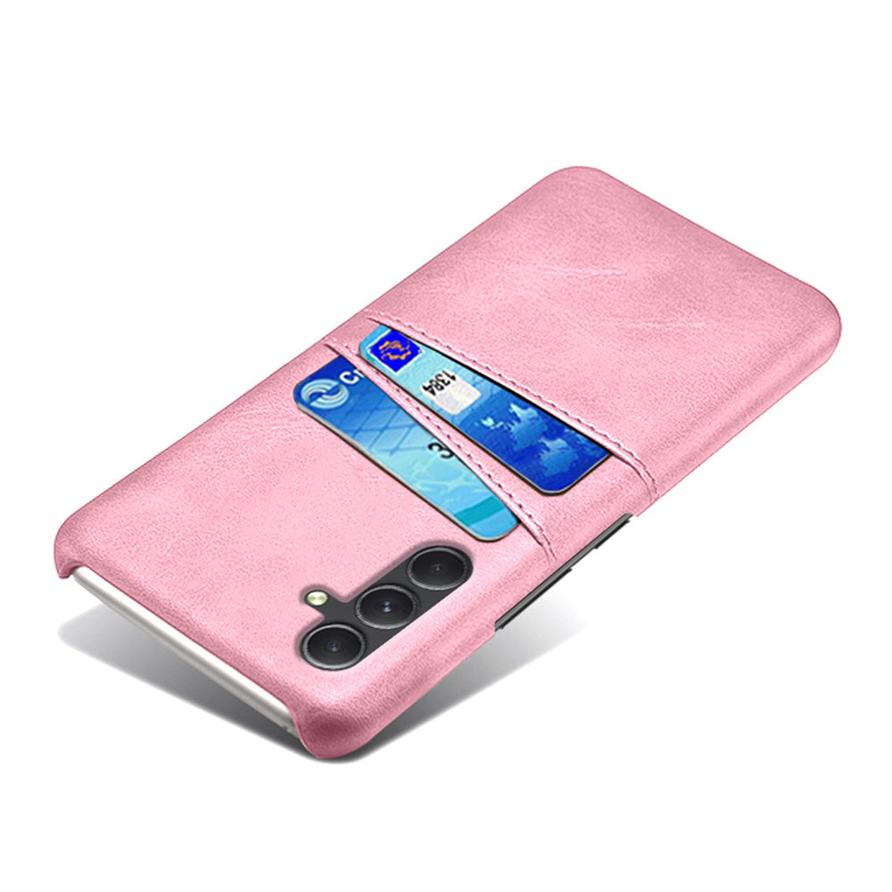 For Samsung Galaxy S24 Case PU+Hard PC Phone Protector with Dual Card Slots - Rose Gold