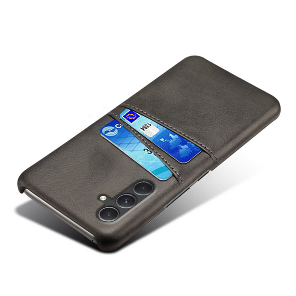 For Samsung Galaxy S24 Case PU+Hard PC Phone Protector with Dual Card Slots - Black