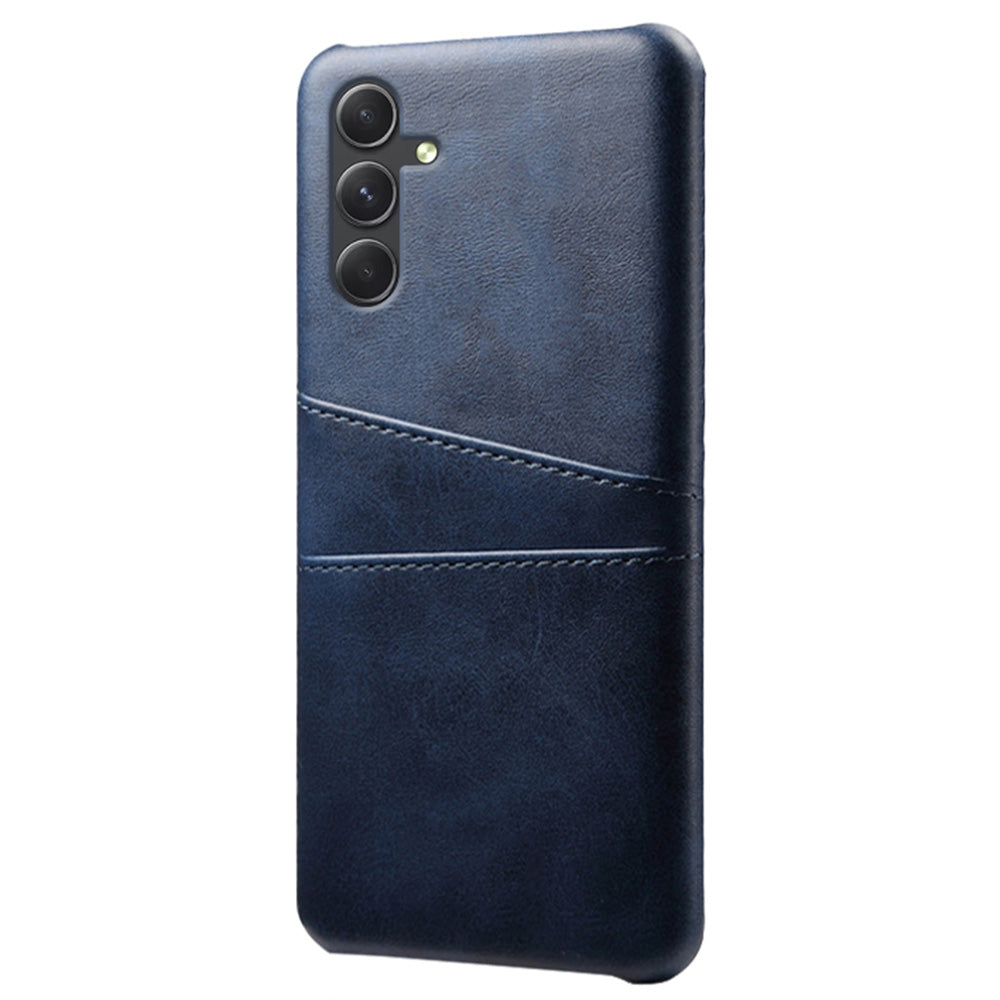 For Samsung Galaxy S24 Case PU+Hard PC Phone Protector with Dual Card Slots - Blue