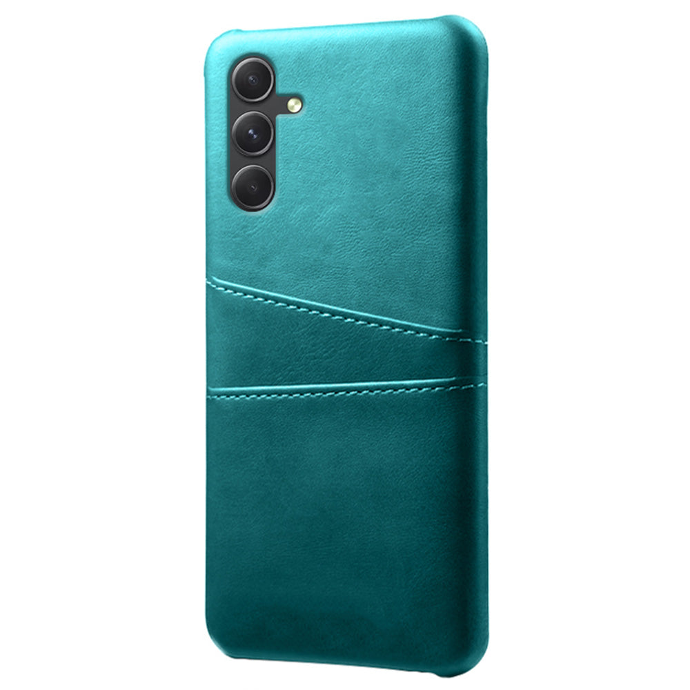 For Samsung Galaxy S24 Case PU+Hard PC Phone Protector with Dual Card Slots - Green