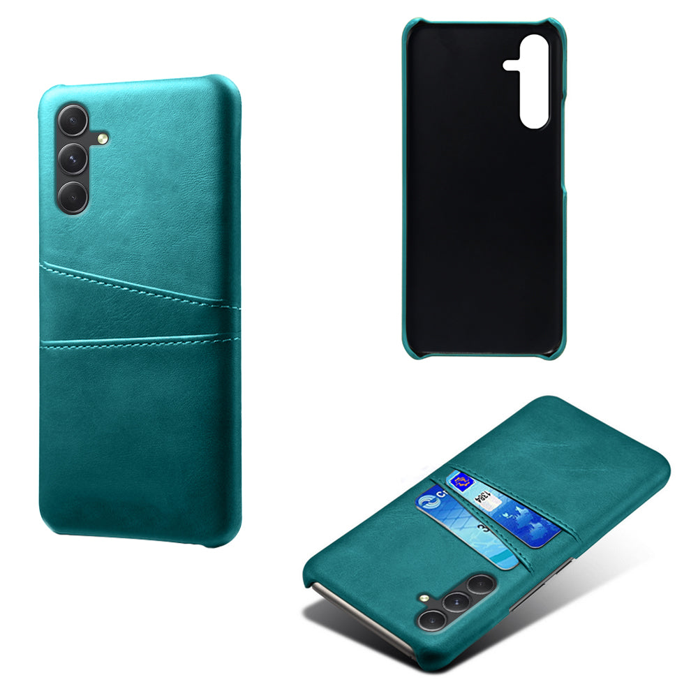 For Samsung Galaxy S24 Case PU+Hard PC Phone Protector with Dual Card Slots - Green