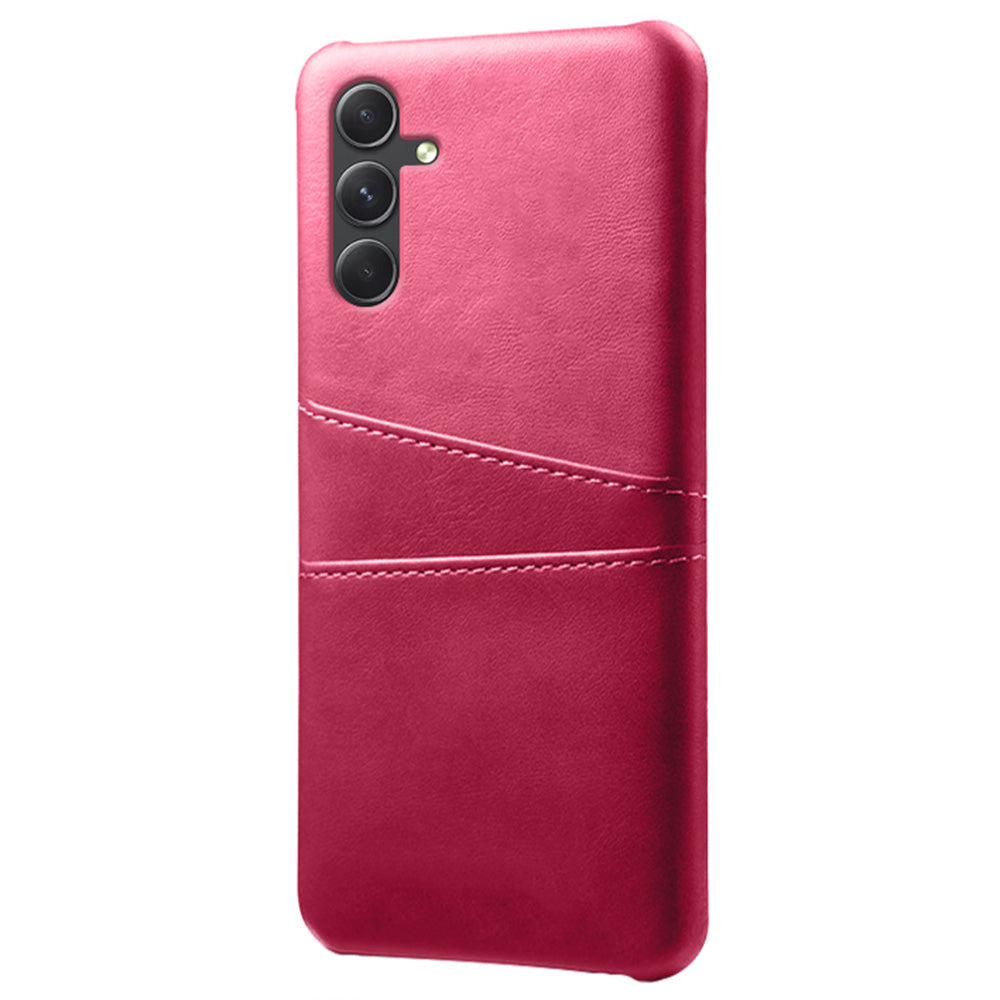 For Samsung Galaxy S24 Case PU+Hard PC Phone Protector with Dual Card Slots - Rose