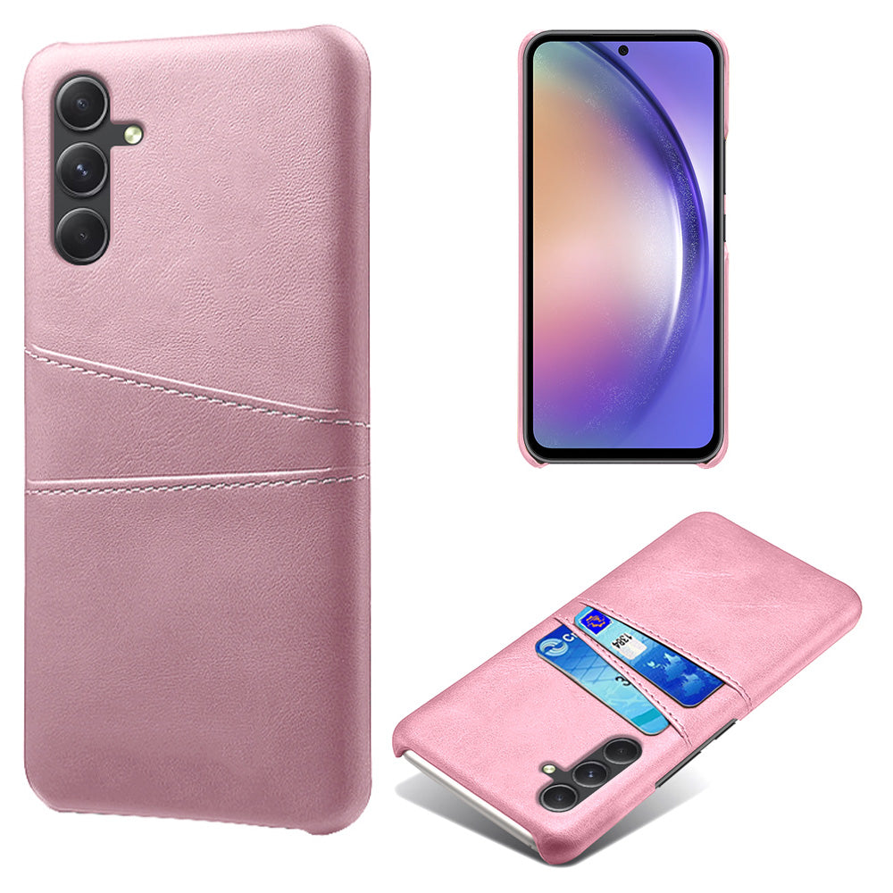 For Samsung Galaxy S24+ Cell Phone Case PU+Hard PC Anti-scratch Card Holder Back Shell - Rose Gold
