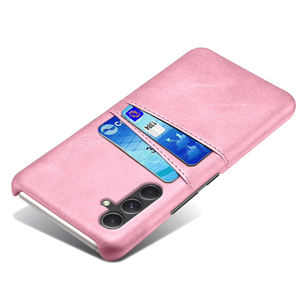For Samsung Galaxy S24+ Cell Phone Case PU+Hard PC Anti-scratch Card Holder Back Shell - Rose Gold