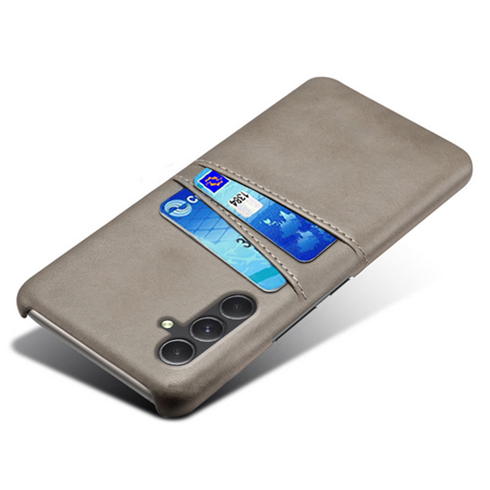 For Samsung Galaxy S24+ Cell Phone Case PU+Hard PC Anti-scratch Card Holder Back Shell - Grey