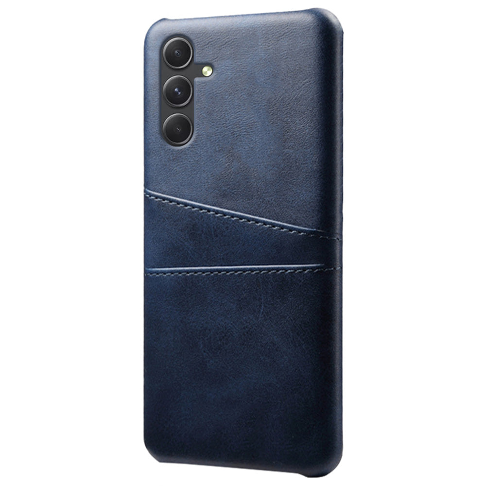 For Samsung Galaxy S24+ Cell Phone Case PU+Hard PC Anti-scratch Card Holder Back Shell - Blue