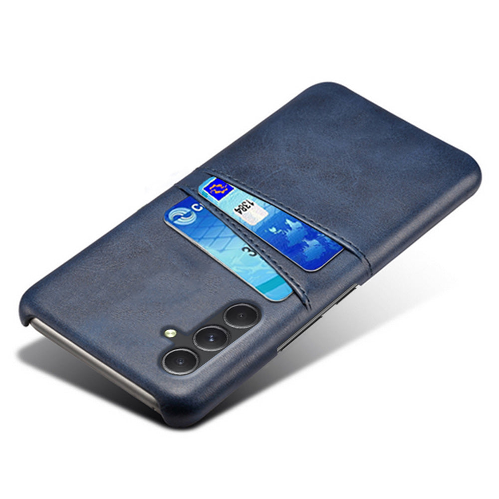 For Samsung Galaxy S24+ Cell Phone Case PU+Hard PC Anti-scratch Card Holder Back Shell - Blue