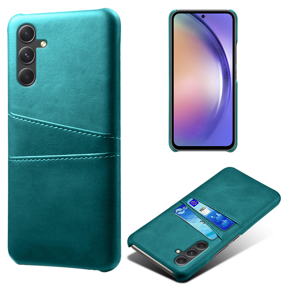 For Samsung Galaxy S24+ Cell Phone Case PU+Hard PC Anti-scratch Card Holder Back Shell - Green