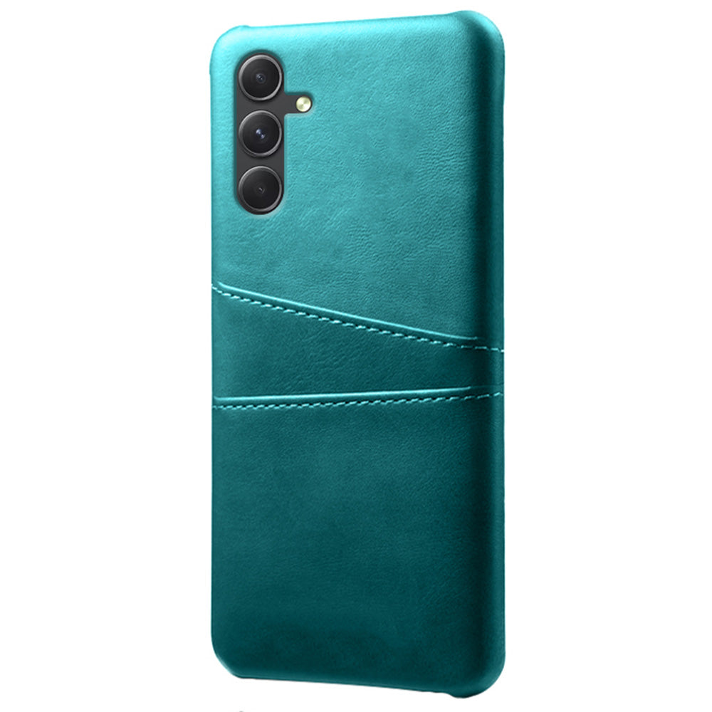 For Samsung Galaxy S24+ Cell Phone Case PU+Hard PC Anti-scratch Card Holder Back Shell - Green