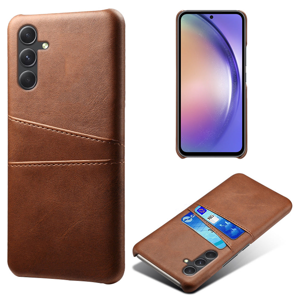 For Samsung Galaxy S24+ Cell Phone Case PU+Hard PC Anti-scratch Card Holder Back Shell - Brown