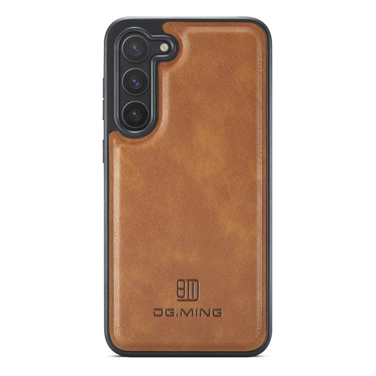 DG.MING For Samsung Galaxy S23+ Case Side Edge Leather Coating Phone Cover - Brown