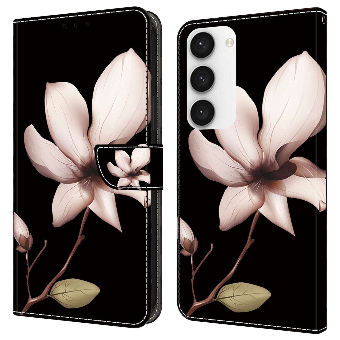 For Samsung Galaxy S24+ Case Shockproof PU Leather 3D Pattern Phone Wallet Cover - Pink Flower
