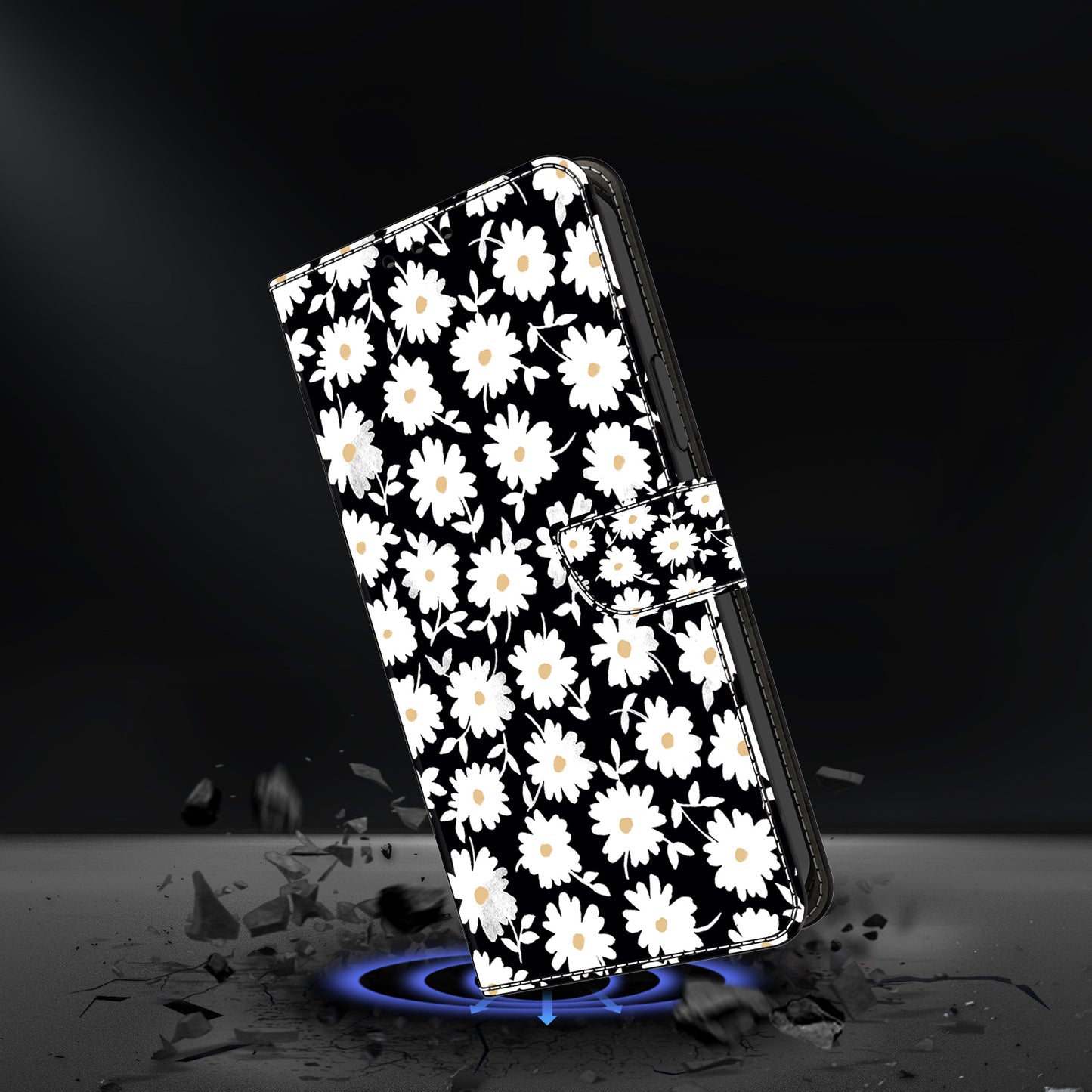 For Samsung Galaxy S24+ Case Shockproof PU Leather 3D Pattern Phone Wallet Cover - Floral