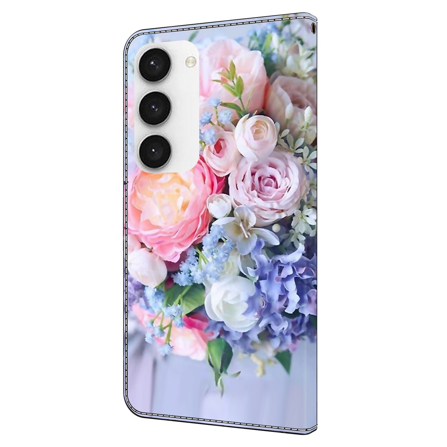 For Samsung Galaxy S24+ Case Shockproof PU Leather 3D Pattern Phone Wallet Cover - Colorful Flower