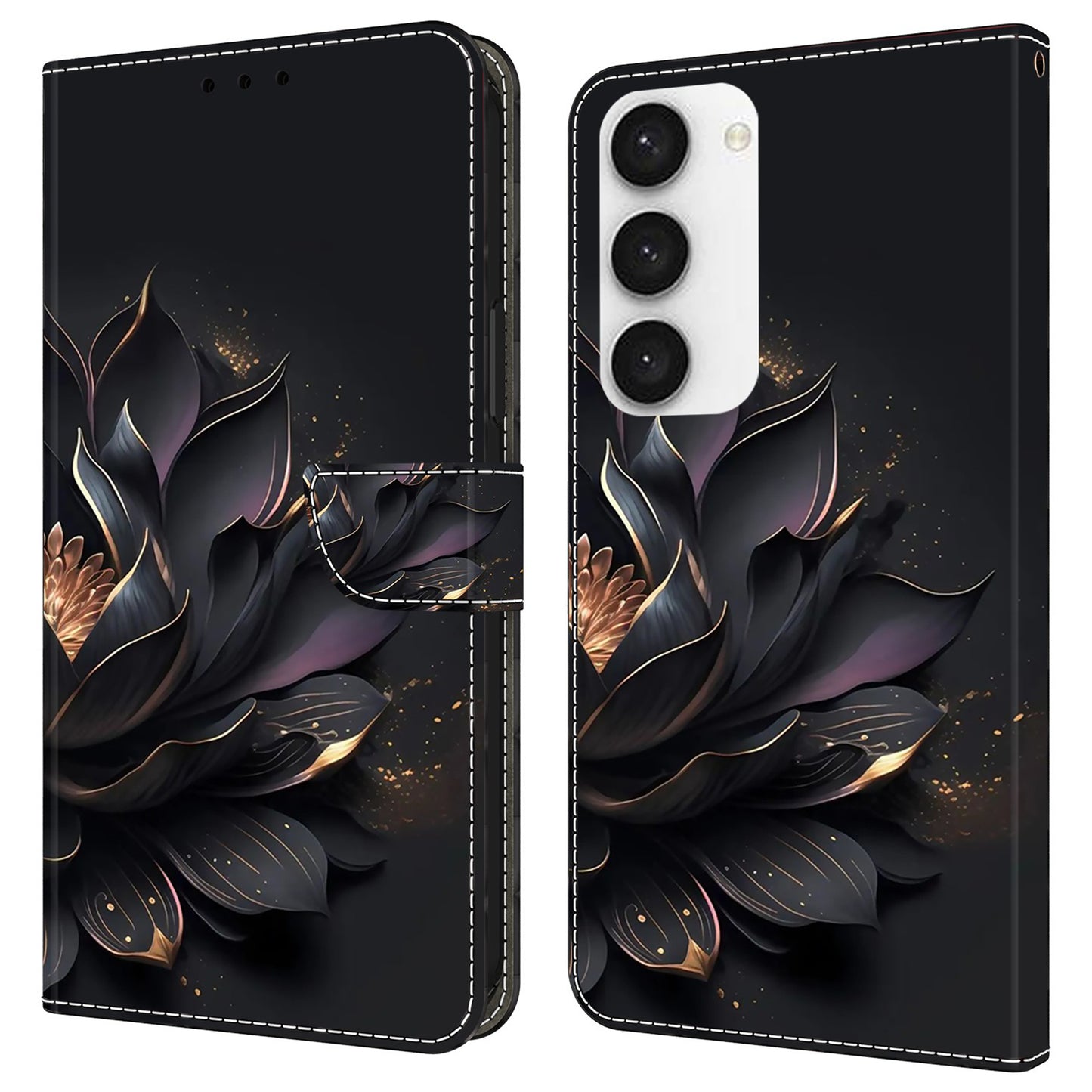 For Samsung Galaxy S24+ Case Shockproof PU Leather 3D Pattern Phone Wallet Cover - Purple Lotus