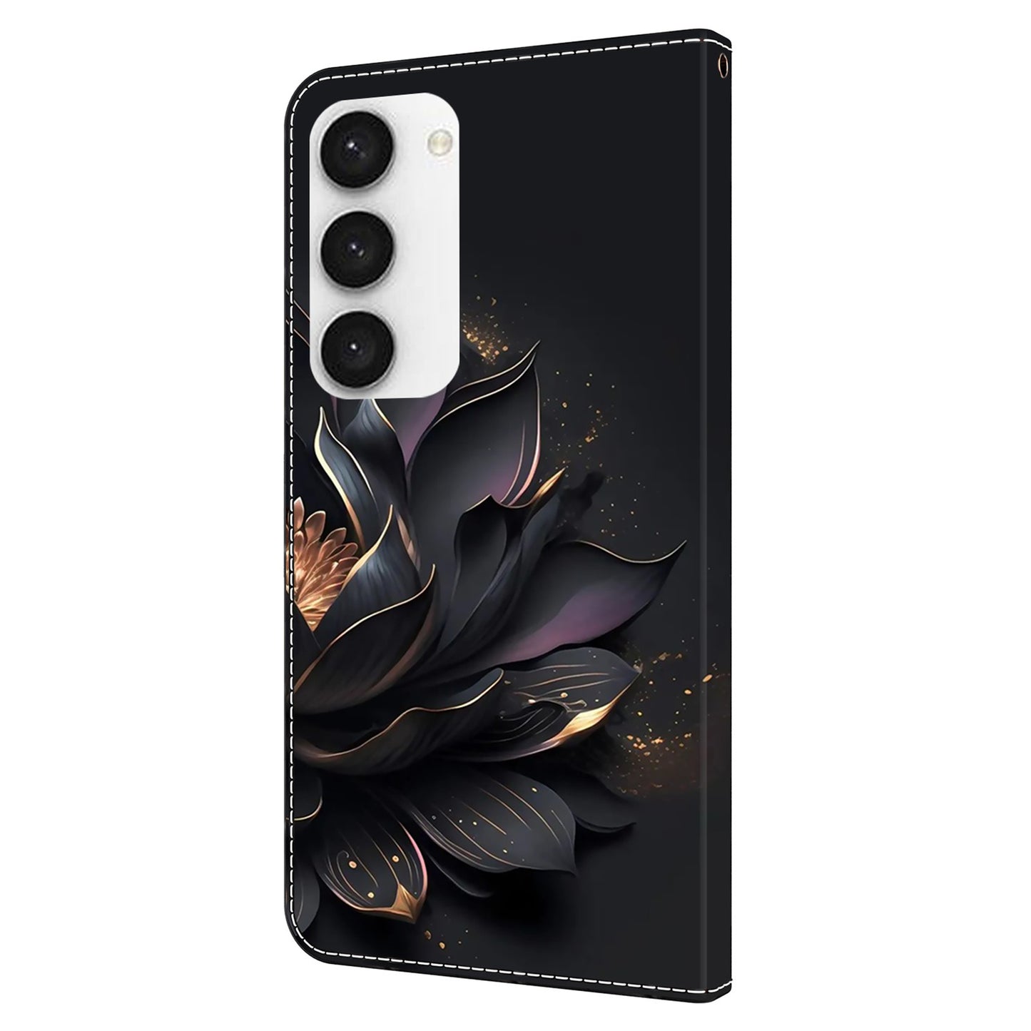 For Samsung Galaxy S24+ Case Shockproof PU Leather 3D Pattern Phone Wallet Cover - Purple Lotus