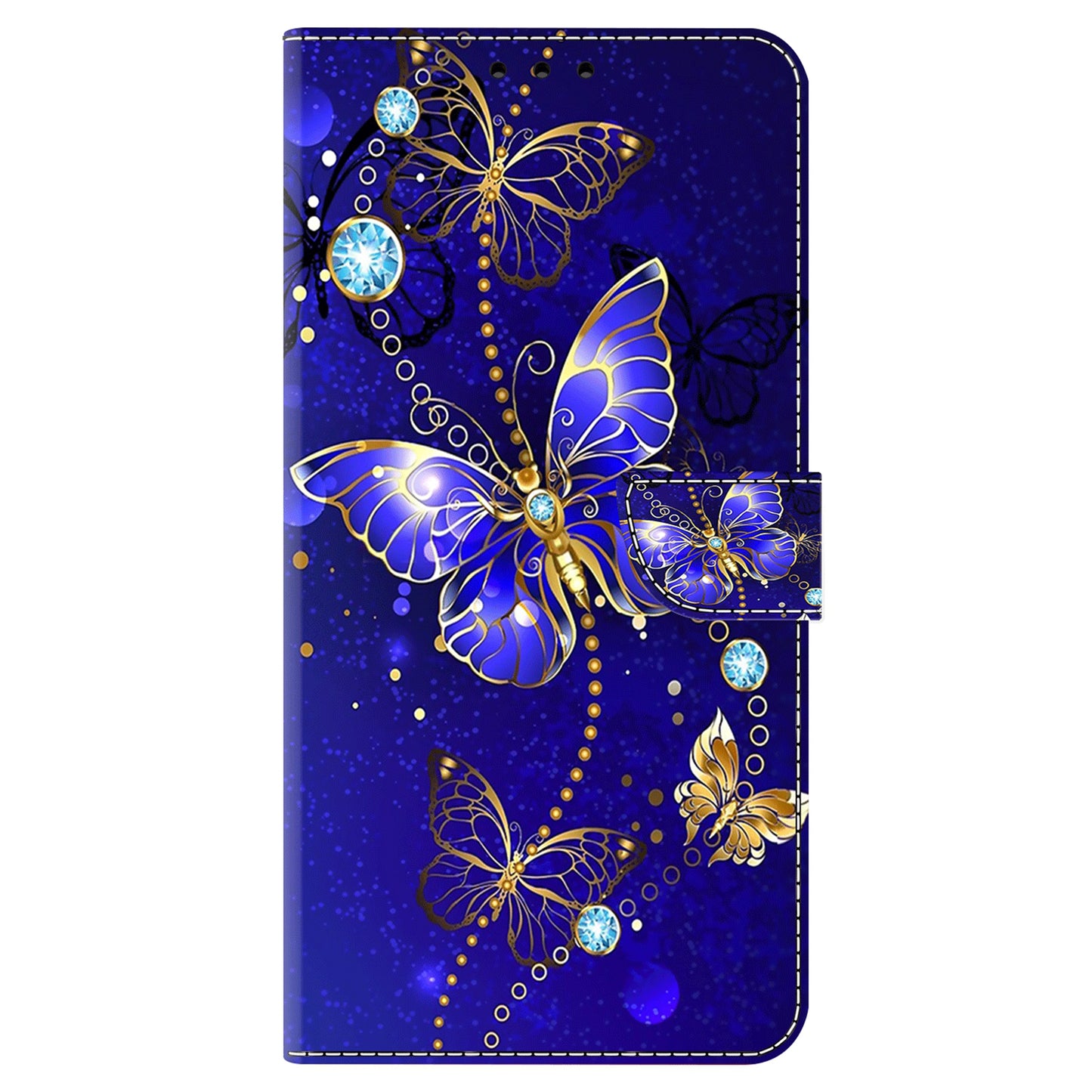 For Samsung Galaxy S24 Ultra Wallet Case PU Leather 3D Pattern Printing Stand Cover - Diamond Butterfly