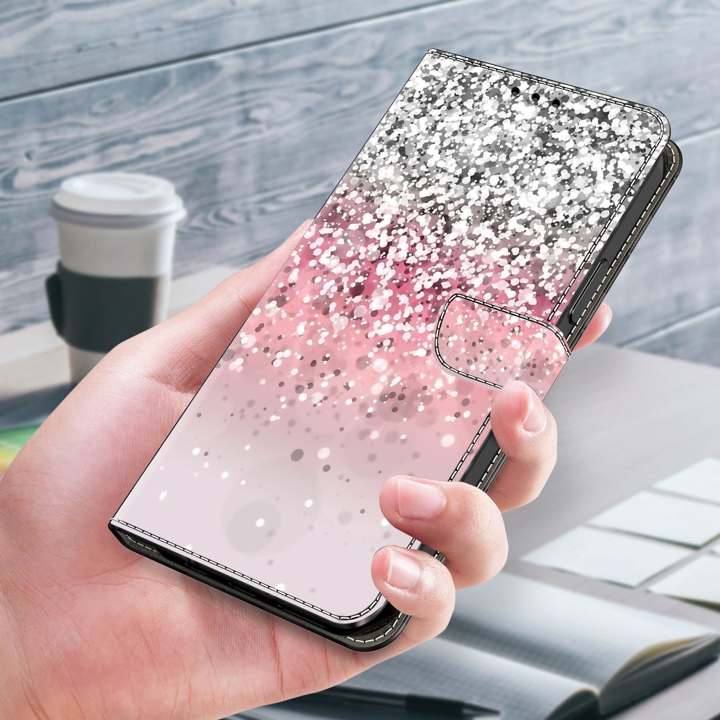 For Samsung Galaxy S24 Cell Phone Case Leather 3D Pattern Card Slot Protective Cover - Gradient