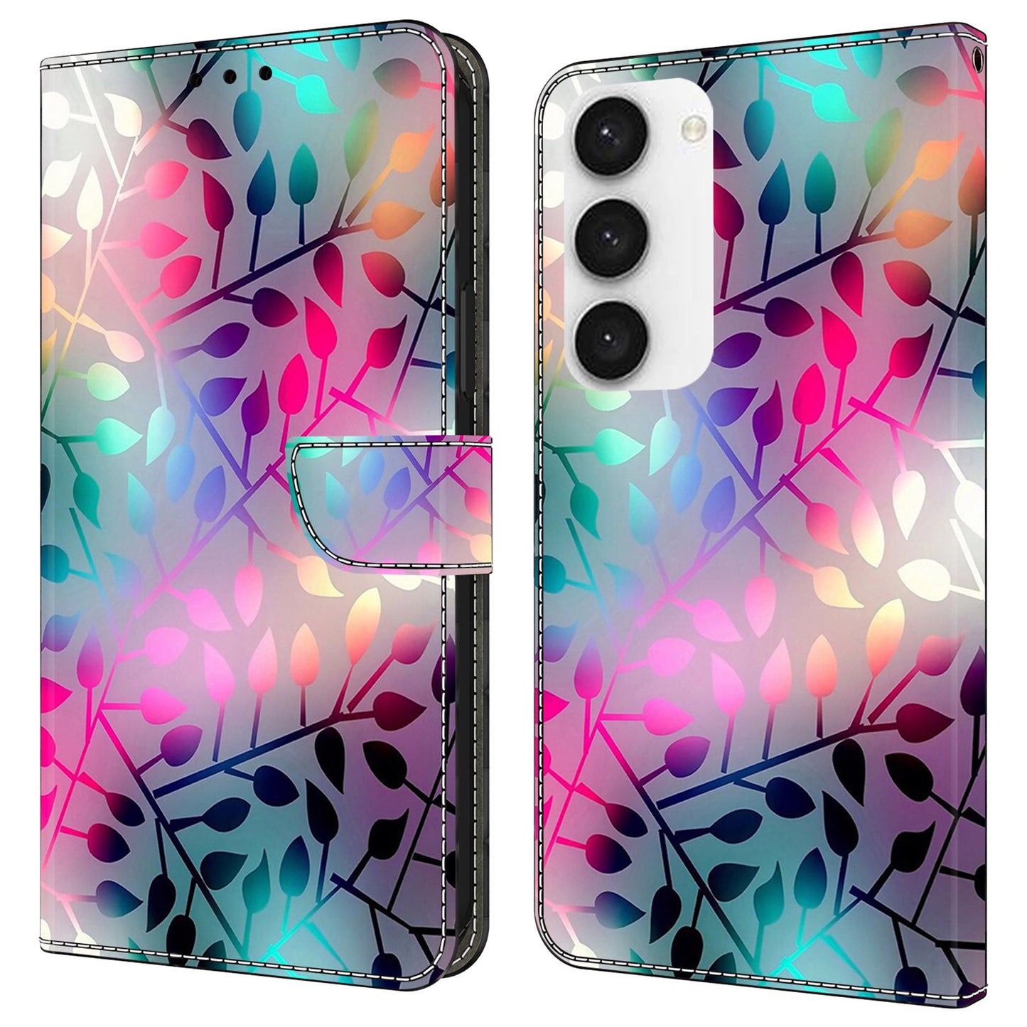 For Samsung Galaxy S24 Cell Phone Case Leather 3D Pattern Card Slot Protective Cover - Maple Leaf
